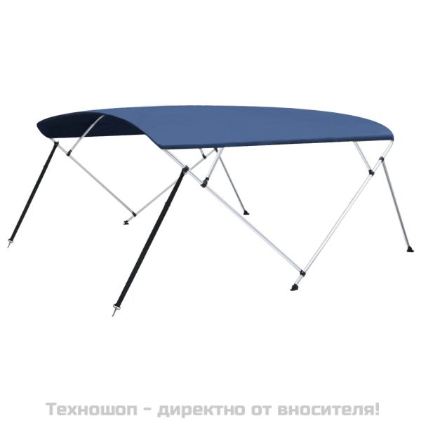 Тента за лодка, 4 дъги, нейви синя, 243x(230-244)x137 см