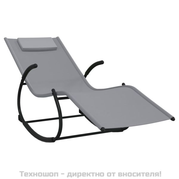 Люлеещ се шезлонг, сив, стомана и textilene