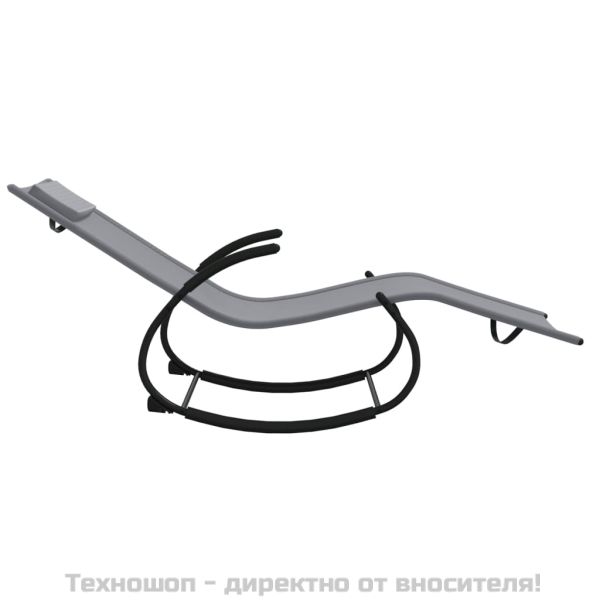 Люлеещ се шезлонг, сив, стомана и textilene