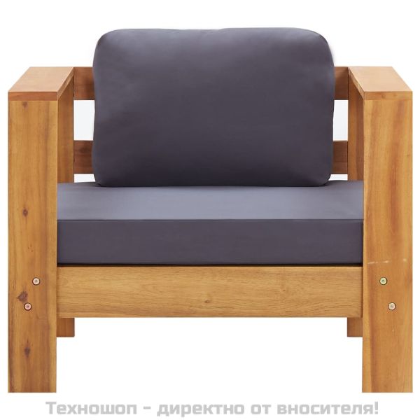 Градинско кресло с тъмносива възглавница, акация масив