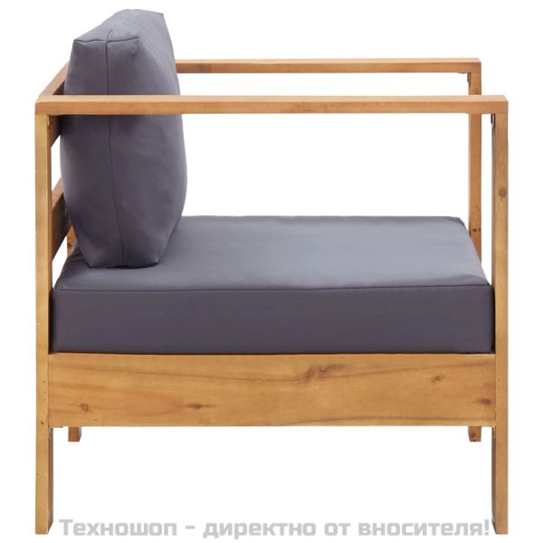 Градинско кресло с тъмносива възглавница, акация масив