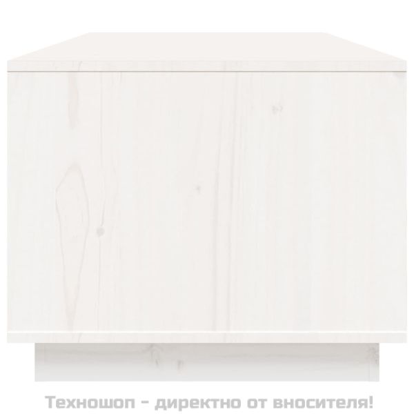 Кафе маса, бяла, 100x50x41 см, борово дърво масив