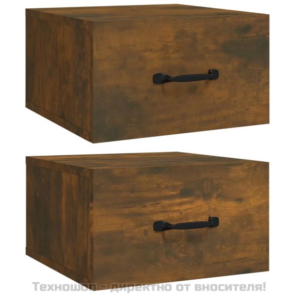 Нощни шкафчета за стенен монтаж, 2 бр, опушен дъб, 35x35x20 см