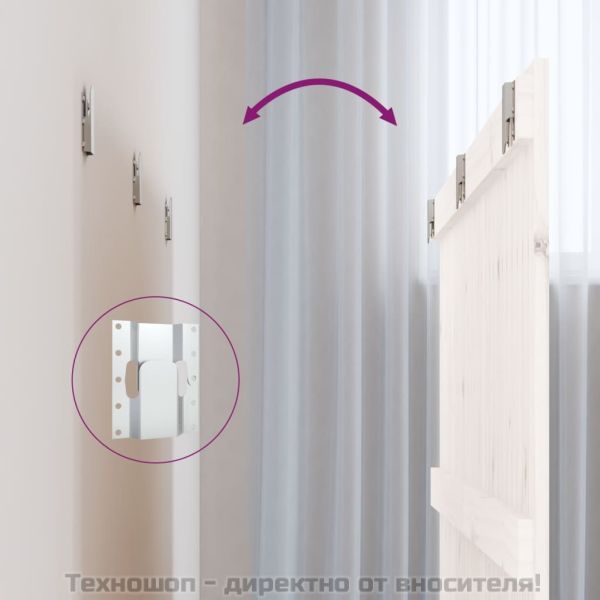 Стенна табла за спалня, бяла, 166x3x90 см, борово дърво масив