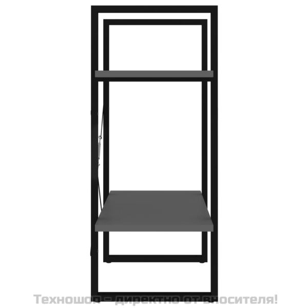 2-етажна библиотека, сив, 60x30x70 см, инженерно дърво