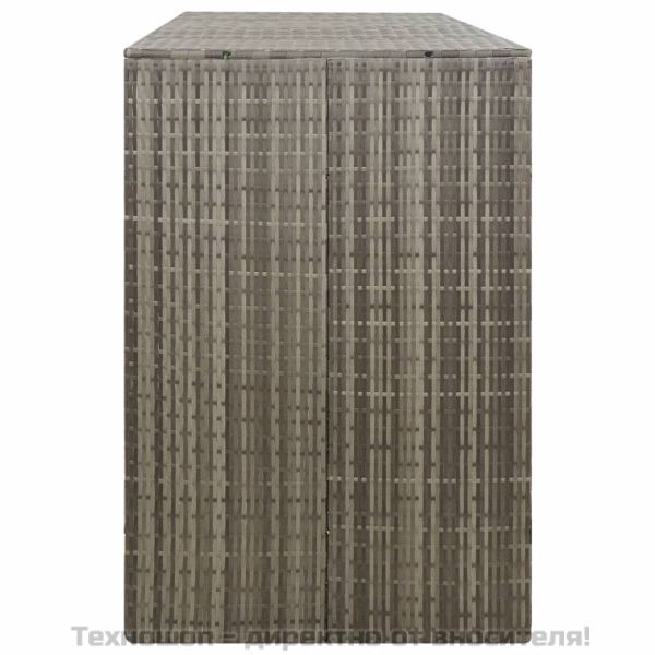 Троен навес за кошове за боклук сив 207x80x117 см полиратан