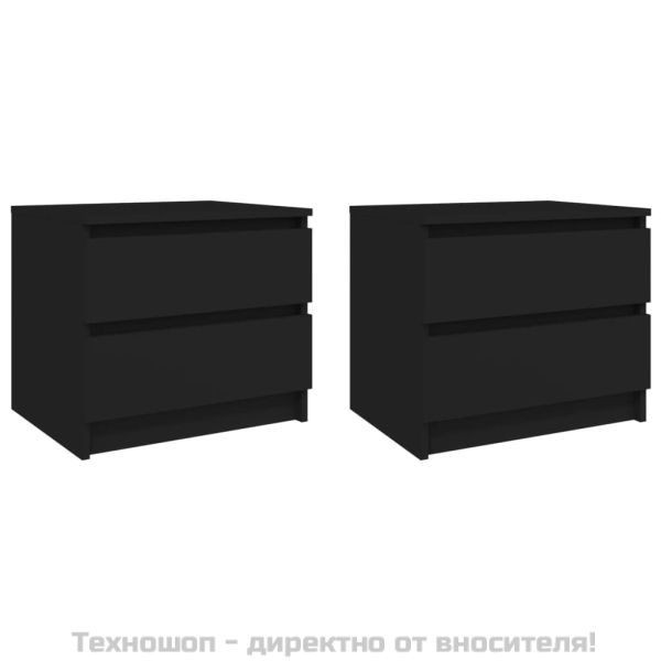 Нощни шкафчета, 2 бр, черни, 50x39x43,5 см, ПДЧ