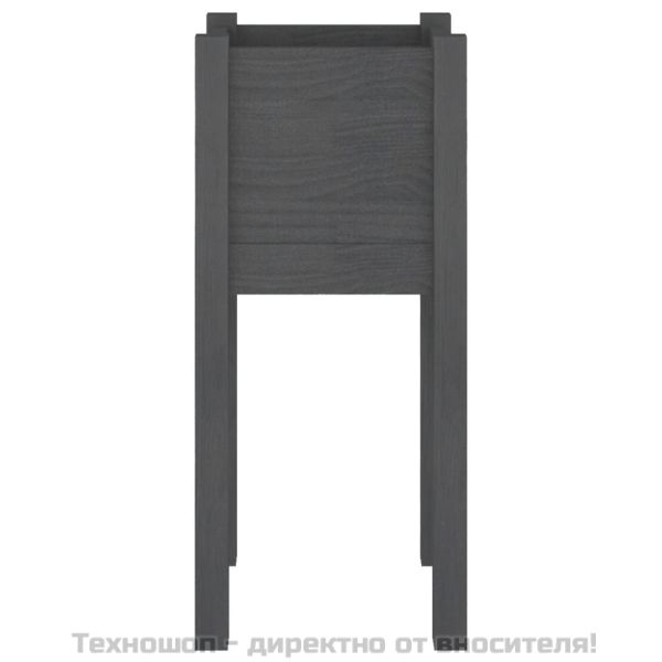 Градински сандък, сив, 31x31x70 см, бор масив