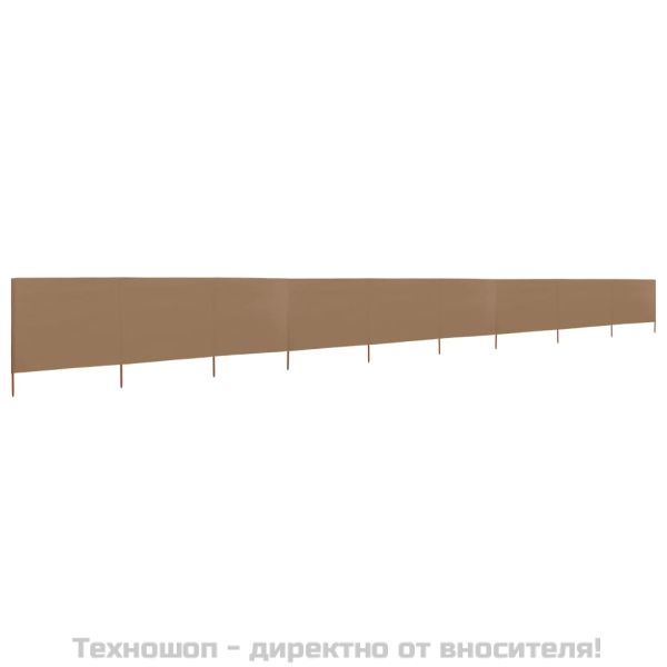 Параван против вятър от 9 панела, текстил, 1200x120 см, таупе