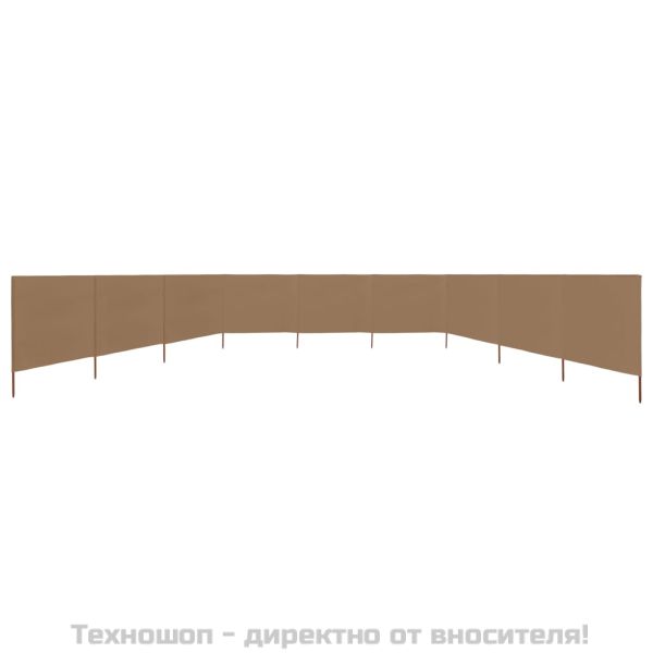 Параван против вятър от 9 панела, текстил, 1200x120 см, таупе