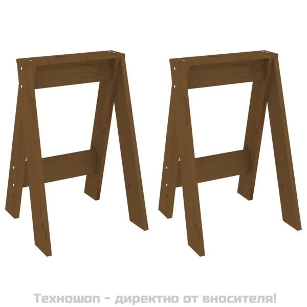 Табуретки, 2 бр, меденокафяви, 40x40x60 см, борово дърво масив