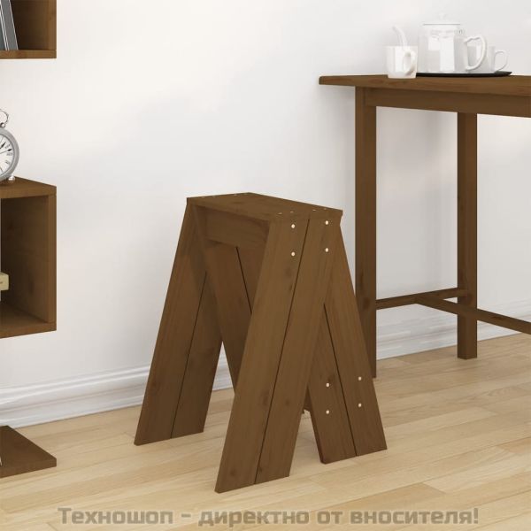 Табуретки, 2 бр, меденокафяви, 40x40x60 см, борово дърво масив
