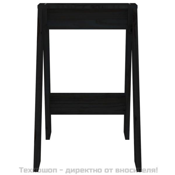 Табуретки, 2 бр, черни, 40x40x60 см, борово дърво масив