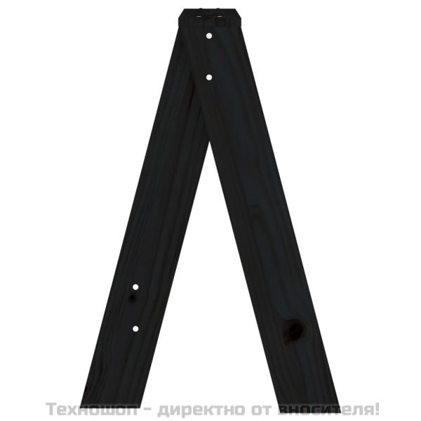 Табуретки, 2 бр, черни, 40x40x60 см, борово дърво масив