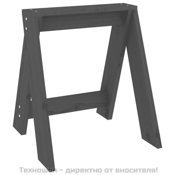 Табуретки, 2 бр, сиви, 40x40x45 см, борово дърво масив