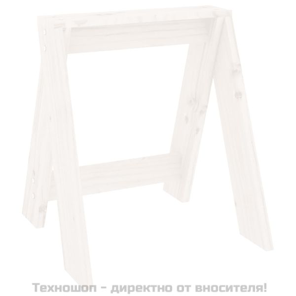 Табуретки, 2 бр, бели, 40x40x45 см, борово дърво масив