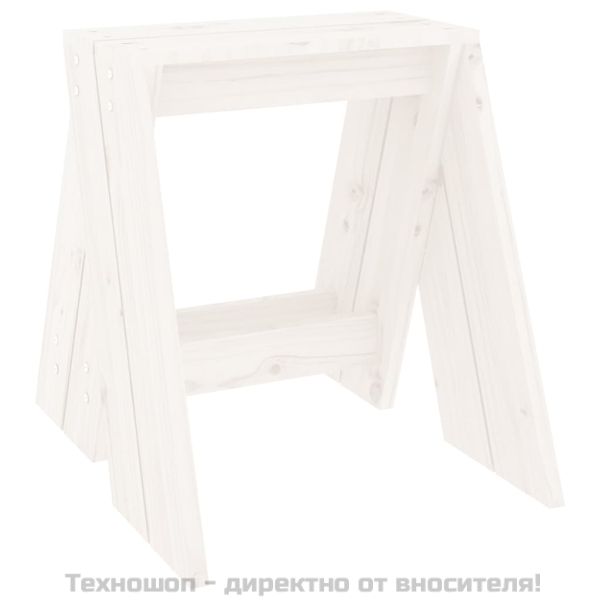 Табуретки, 2 бр, бели, 40x40x45 см, борово дърво масив