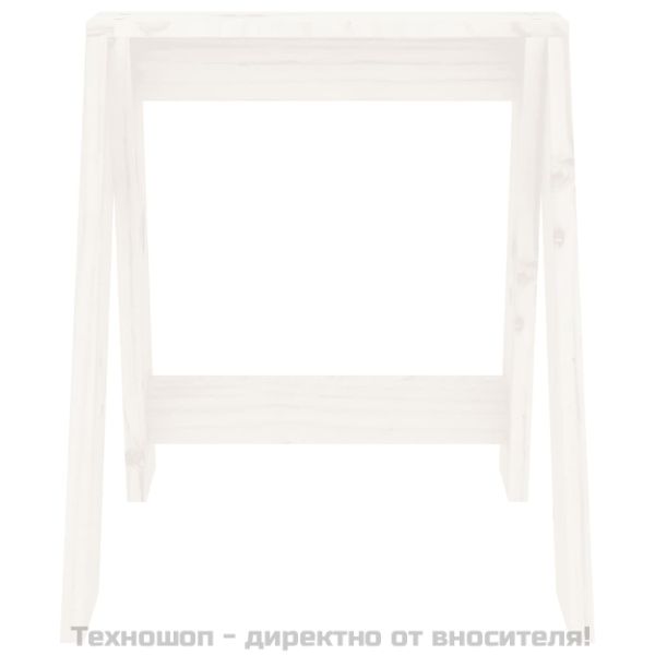 Табуретки, 2 бр, бели, 40x40x45 см, борово дърво масив