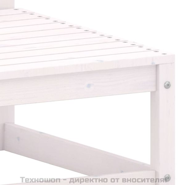 Градинска табуретка с възглавница, бяла, борова дървесина масив