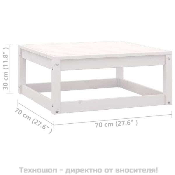 Градинска табуретка с възглавница, бяла, борова дървесина масив