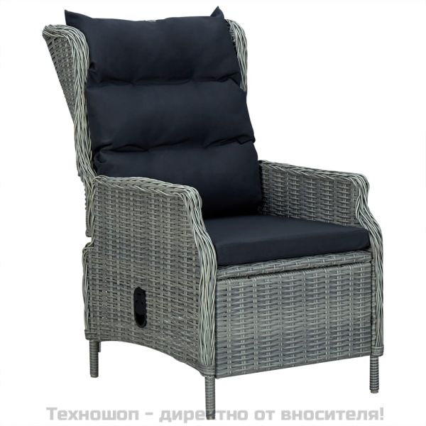 Градински трапезен комплект от 5 части, светлосив, полиратан