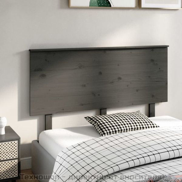 Горна табла за легло, сива, 144x6x82,5 см, бор масив