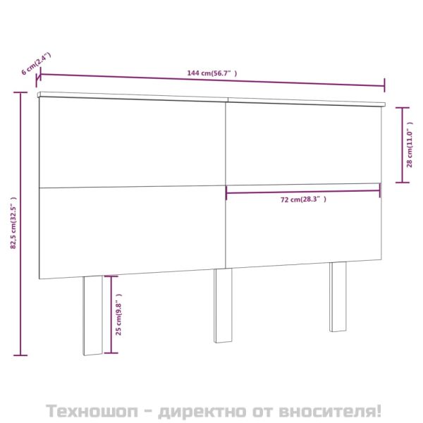 Горна табла за легло, сива, 144x6x82,5 см, бор масив