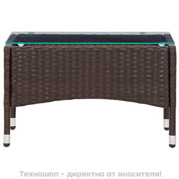 Кафе маса, кафява, 60x40x36 см, полиратан