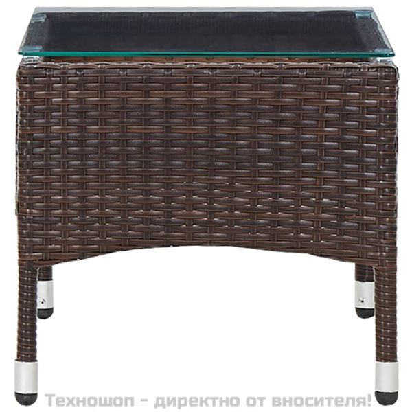 Кафе маса, кафява, 60x40x36 см, полиратан