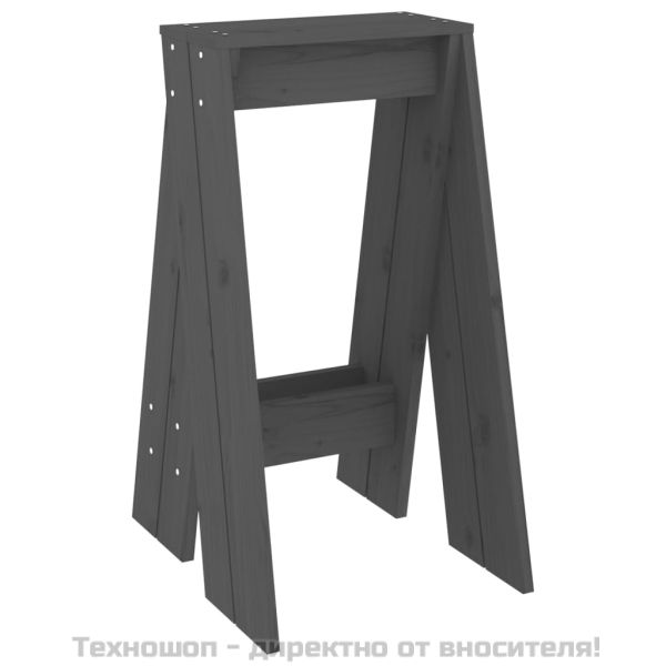 Табуретки, 2 бр, сиви, 40x40x75 см, борово дърво масив