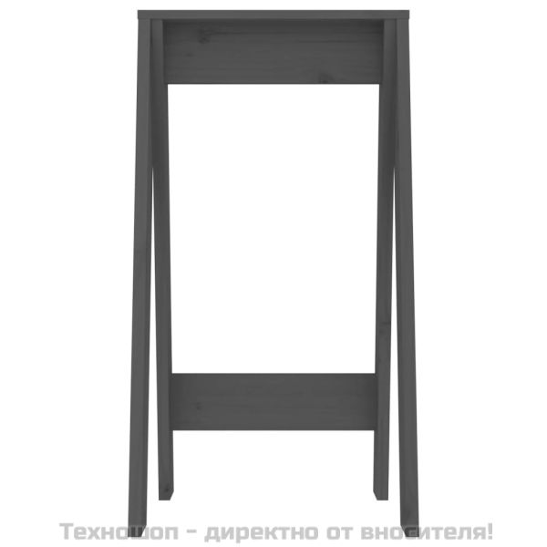 Табуретки, 2 бр, сиви, 40x40x75 см, борово дърво масив