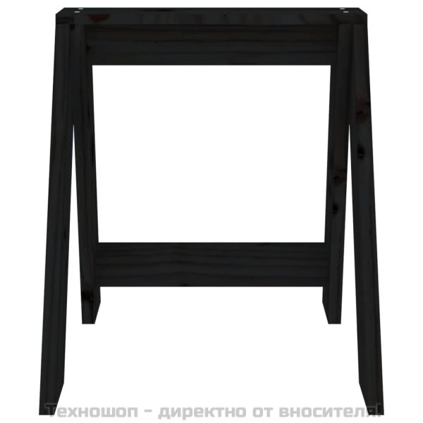 Табуретки, 2 бр, черни, 40x40x45 см, борово дърво масив