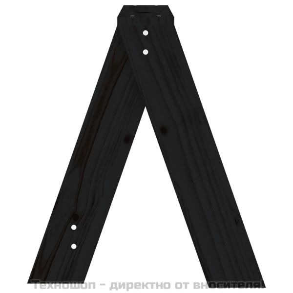 Табуретки, 2 бр, черни, 40x40x45 см, борово дърво масив