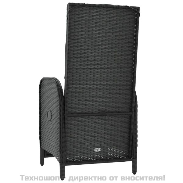 Външни накланящи се столове с възглавници 2 бр полиратан черни