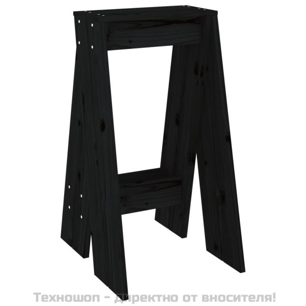 Табуретки, 2 бр, черна, 40x40x75 см, борово дърво масив