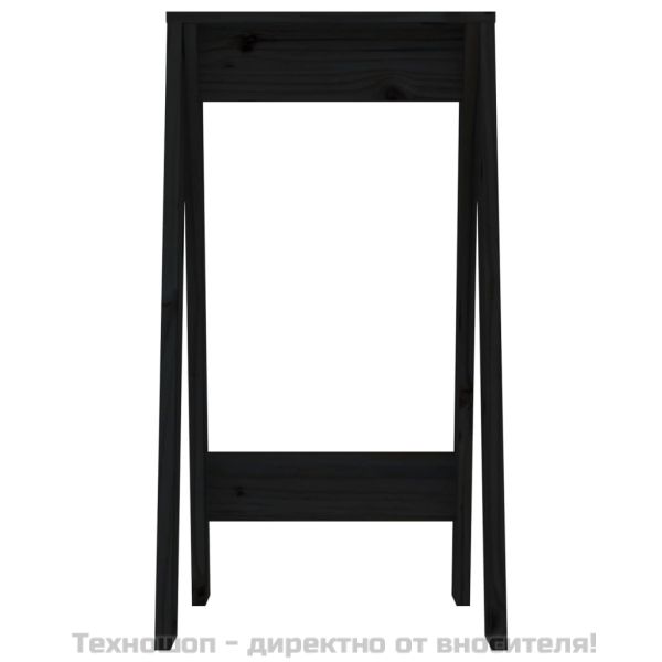 Табуретки, 2 бр, черна, 40x40x75 см, борово дърво масив