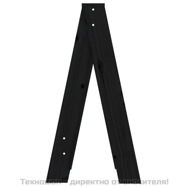 Табуретки, 2 бр, черна, 40x40x75 см, борово дърво масив