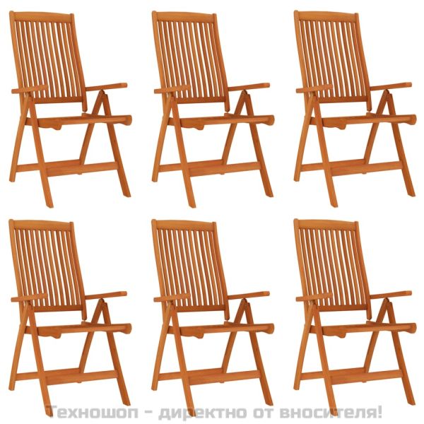 Сгъваеми градински столове 6 бр масивно дърво евкалипт