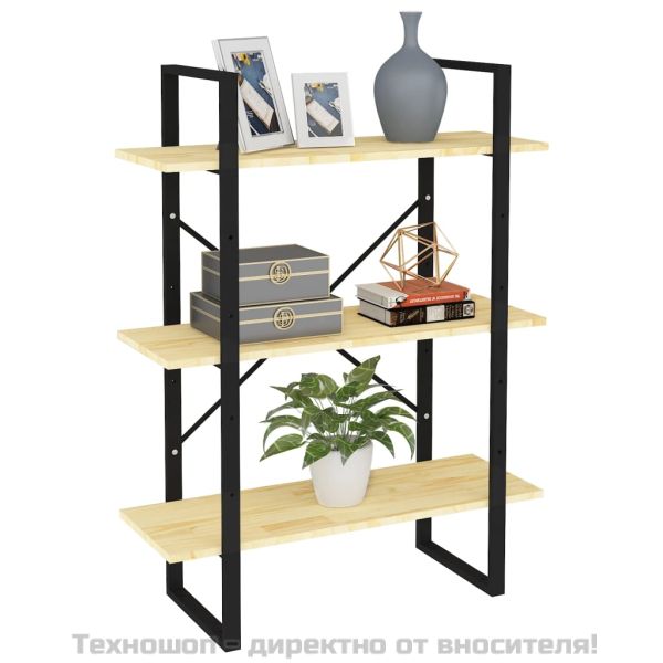 3-етажна библиотека, 80x30x105 см, борово дърво масив