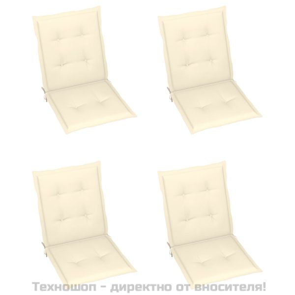 Възглавници за столове 4 бр кремави 100x50x3 см Оксфорд плат