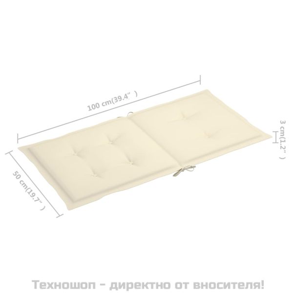 Възглавници за столове 4 бр кремави 100x50x3 см Оксфорд плат