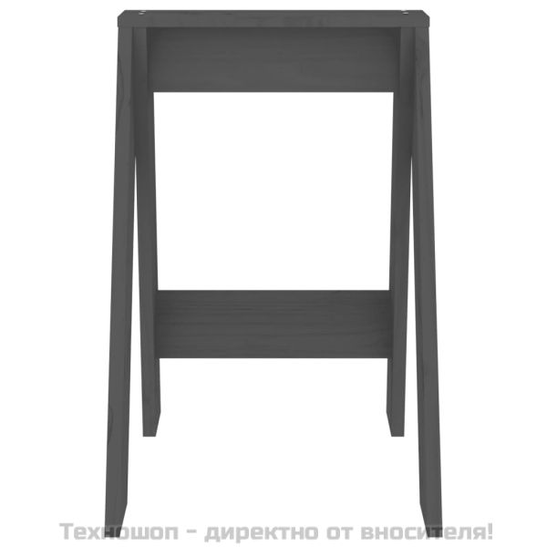 Табуретки, 2 бр, сиви, 40x40x60 см, борово дърво масив