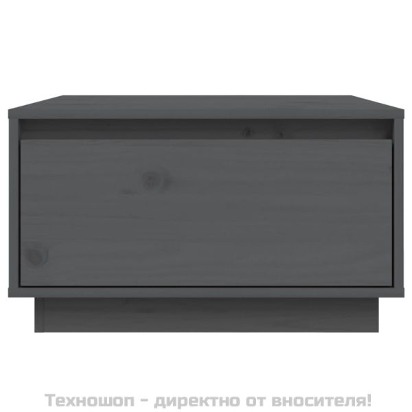 Кафе маса, сива, 55x56x32 см, борово дърво масив