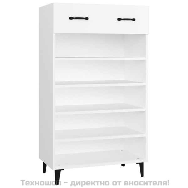 Шкаф за обувки, бял, 60x35x105 см, инженерно дърво