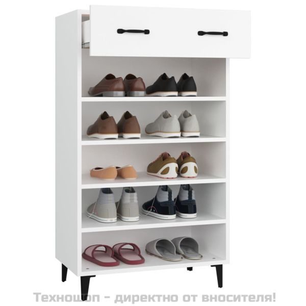 Шкаф за обувки, бял, 60x35x105 см, инженерно дърво