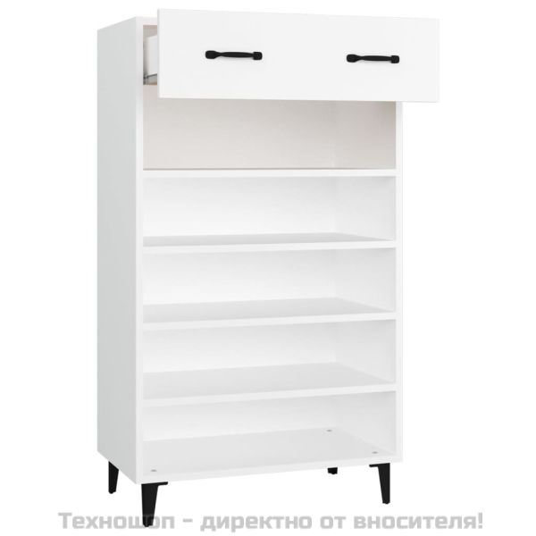 Шкаф за обувки, бял, 60x35x105 см, инженерно дърво