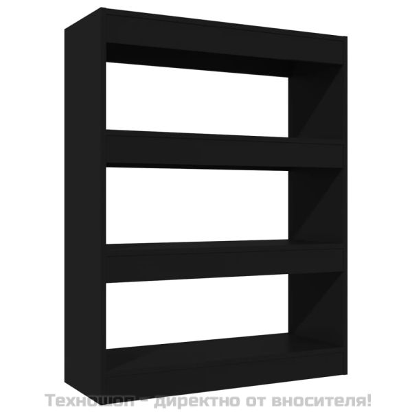 Шкаф/разделител за стая, черен, 80x30x103 см, инженерно дърво