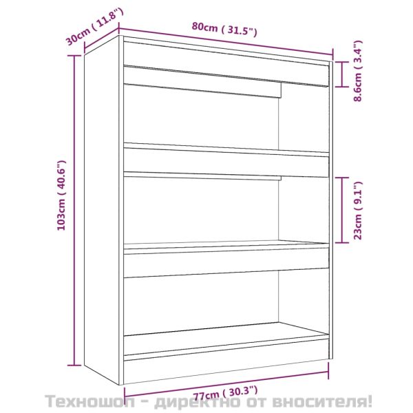 Шкаф/разделител за стая, черен, 80x30x103 см, инженерно дърво