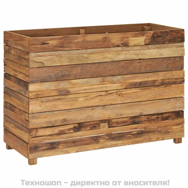 Повдигната леха 100x40x72 см рециклирано тиково дърво и стомана