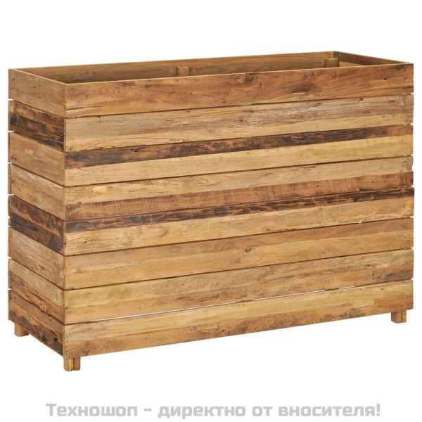 Повдигната леха 100x40x72 см рециклирано тиково дърво и стомана